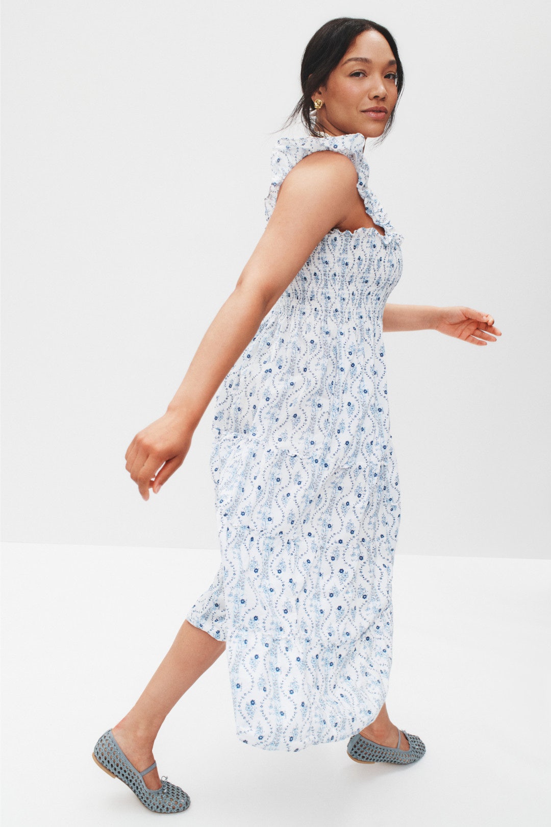 White Floral Ellie Nap Dress by Hill House Home 6