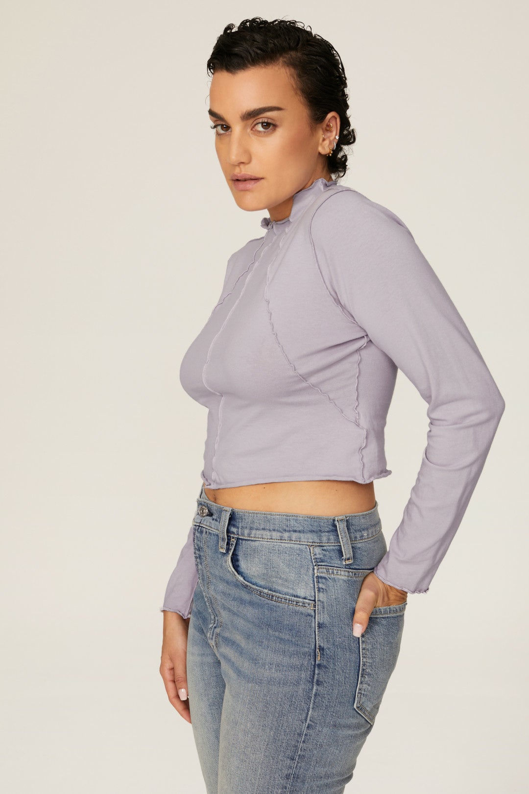 Lettuce Edge Mock Neck Top by GOOD AMERICAN 6