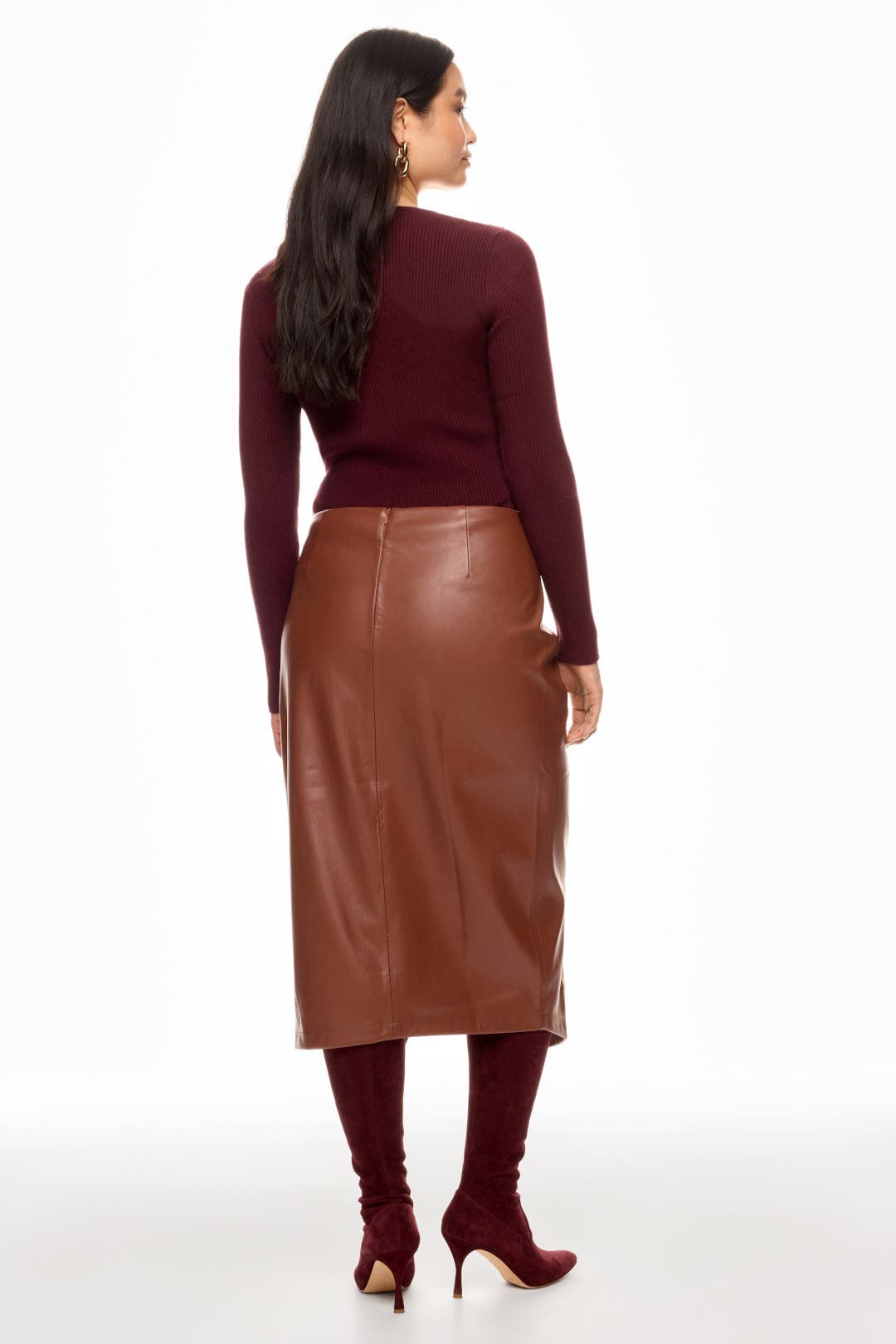 スカート UND JULIA FAKE LEATHER SKETCH SKIRT KNEE-LENGTH DIAGONAL ZIP LEATHER SKIRT | Tom Ford Fashion
