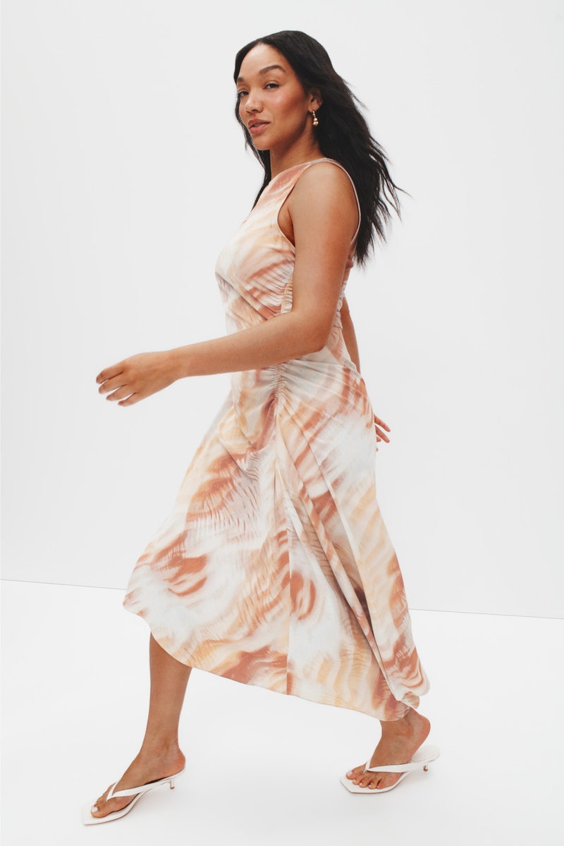 Ruched Asymmetrical Midi Dress by Luxely - Photo 6
