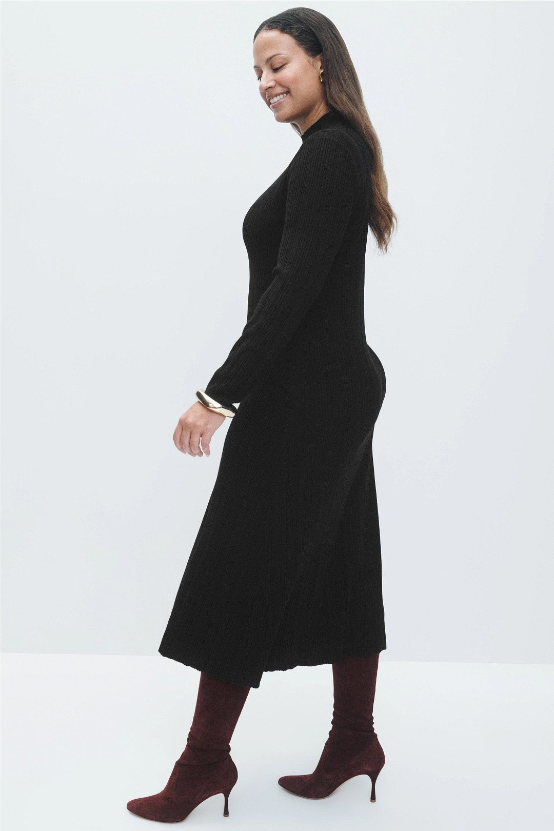 Mock Neck Long Sleeve Sweater Dress by Luxely 6