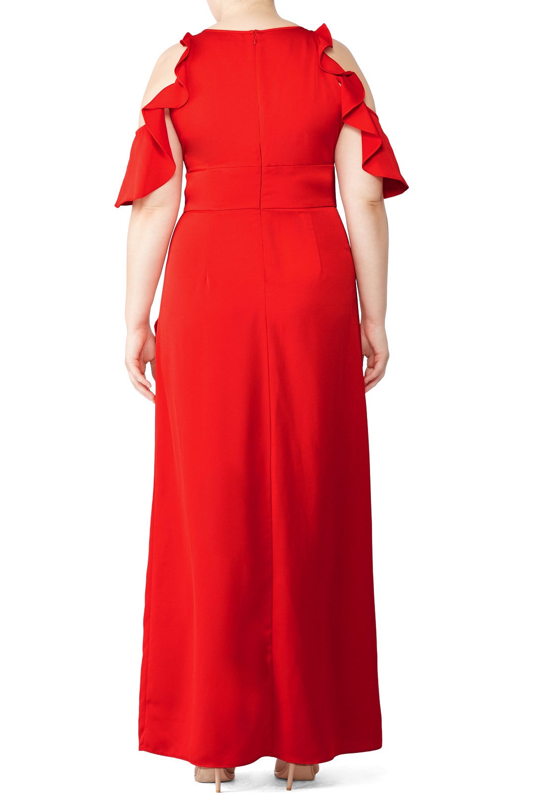Red Ruffle High Low Gown by ML Monique Lhuillier 5