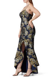 navy floral malia gown