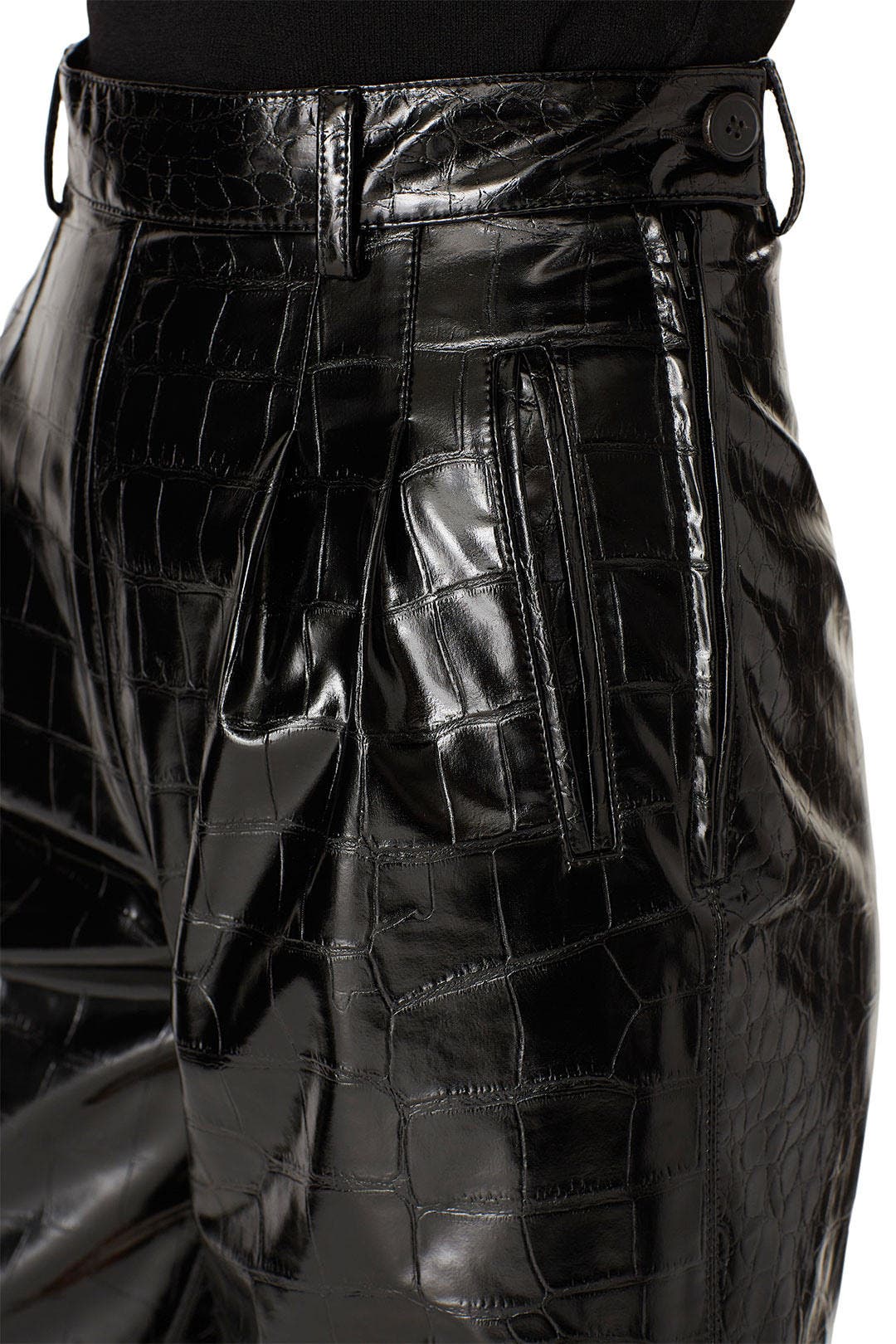 Black Embossed Faux Leather Culottes by Maison Margiela | Rent the