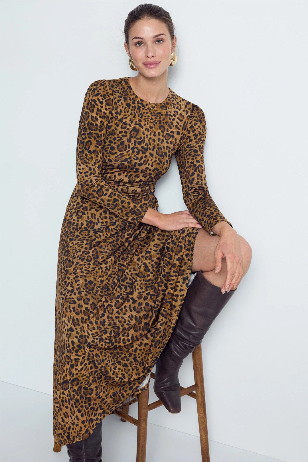 Animal Print Mock Neck Midi Dress by Rixo x RTR 3