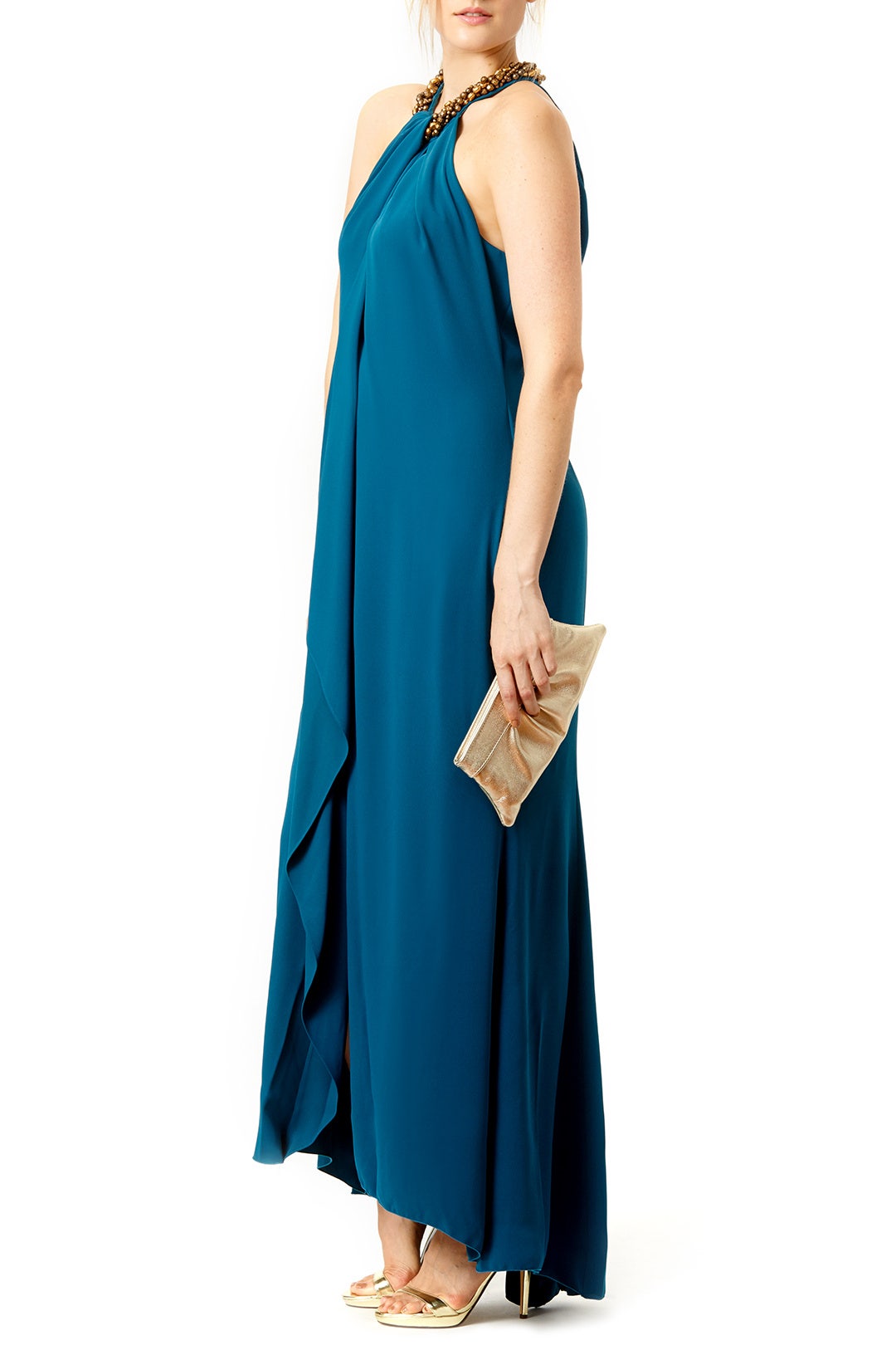 Teal Necklace Gown by Carmen Marc Valvo 3