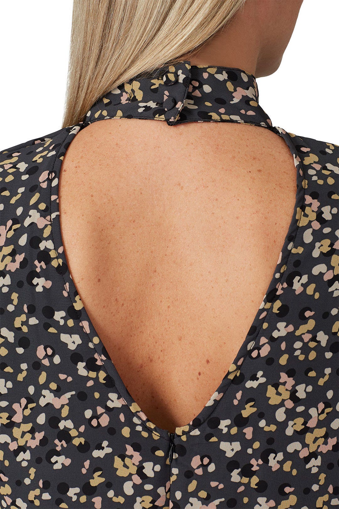 Black Printed Mock Neck Dress by KENDALL + KYLIE 3