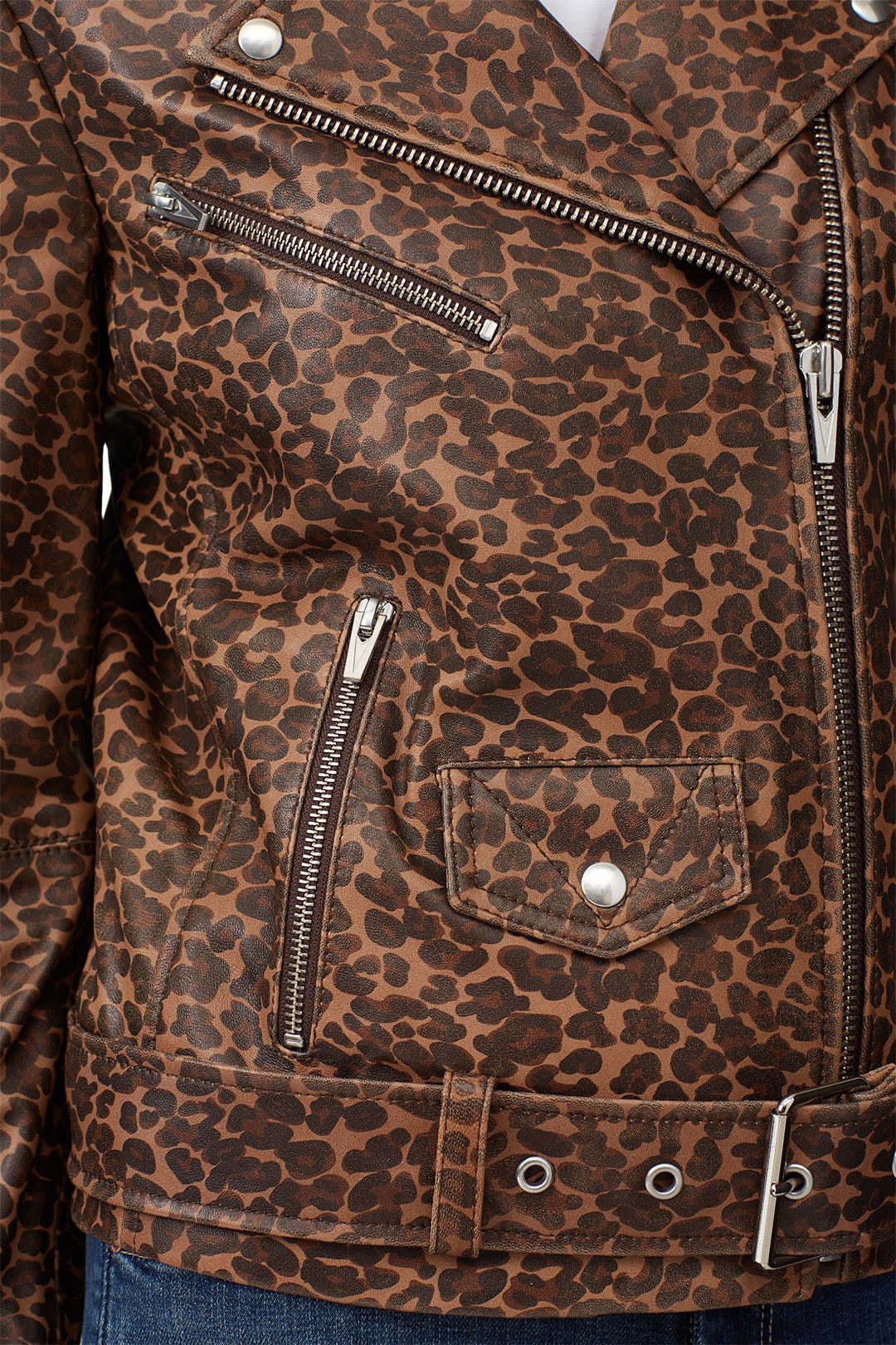 Leopard Smooth Jayne Leather Jacket by VEDA 3