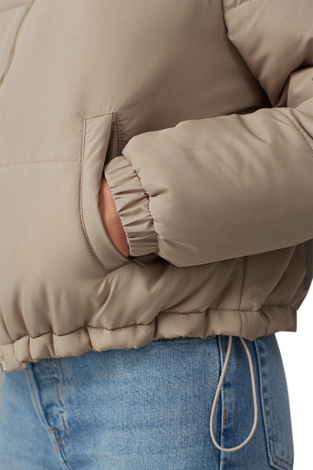 Taupe Puffer Jacket by Louna 3