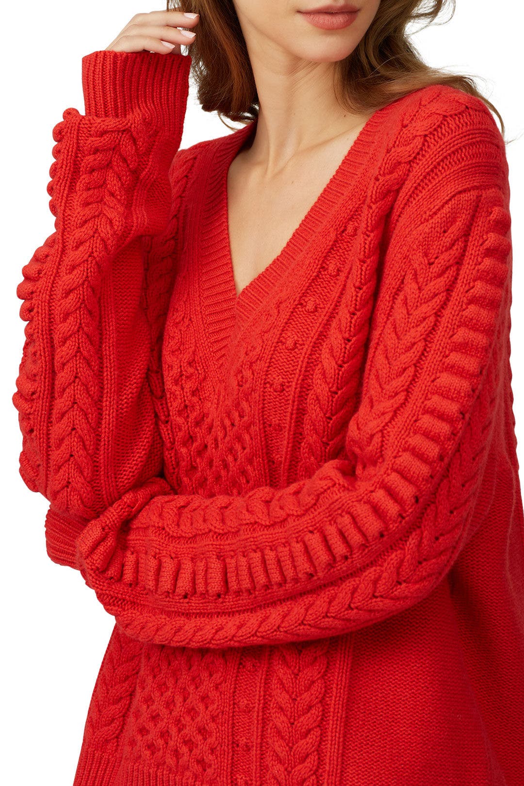 Jason Wu - JASON WU ジェイソンウー ニット・セーター S 赤 【古着】【中古】 Red Cableknit Wool Sweater by Jason Wu | Rent the Runway