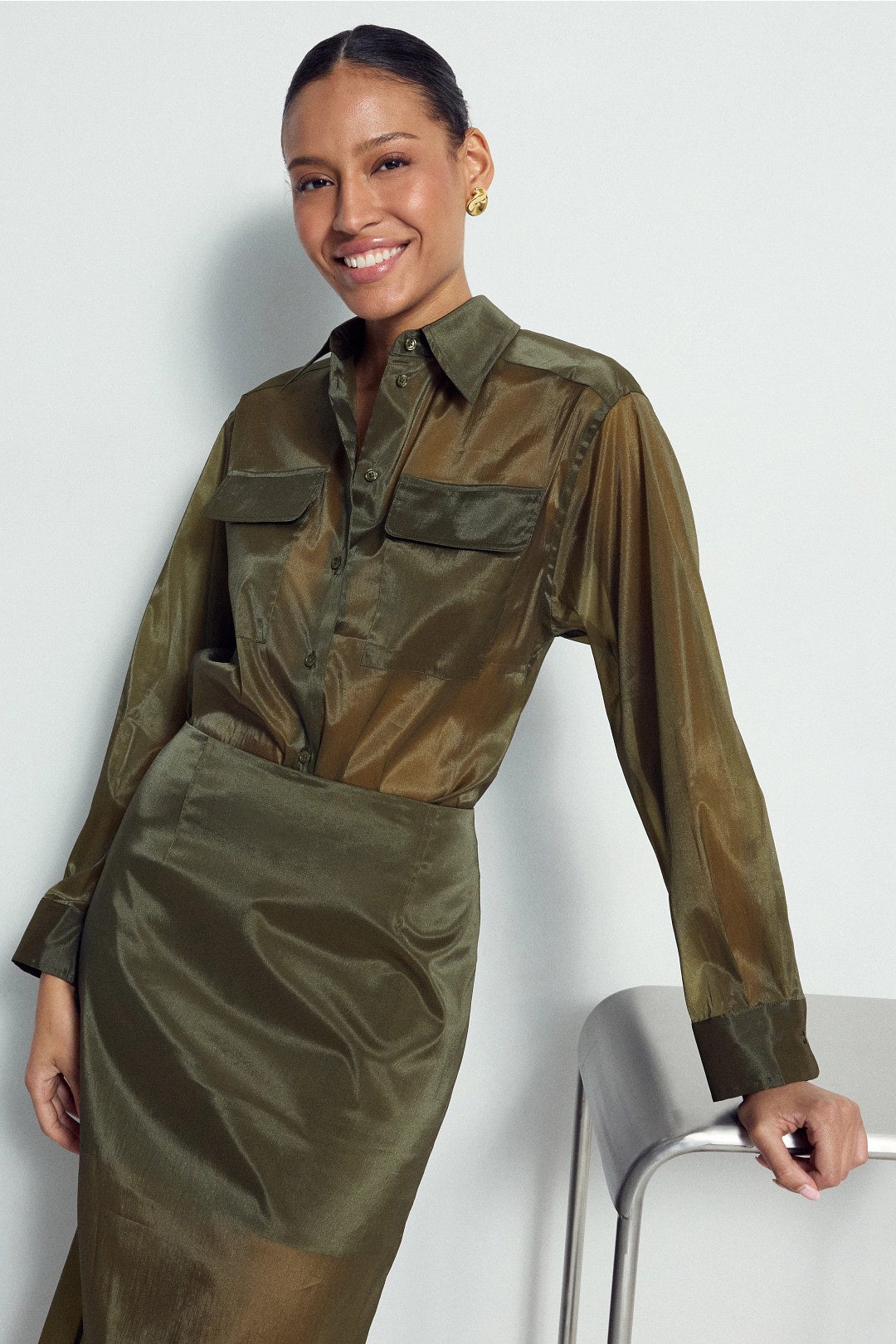 Organza Button Up Shirt by Rosetta Getty x RTR 3