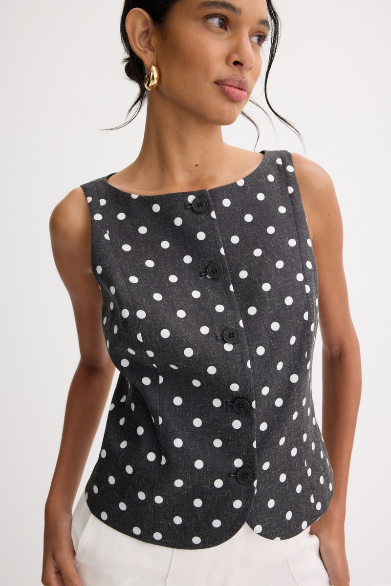 Button Down Boat Neck Top by CeCe - Photo 3