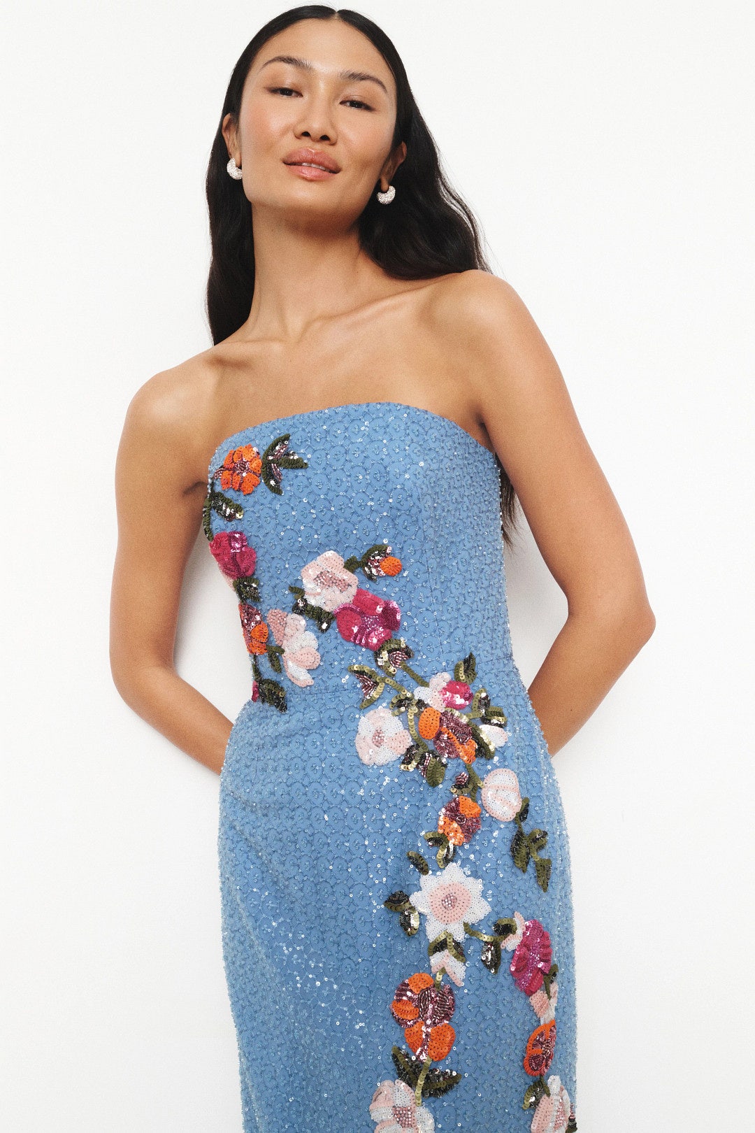 Silvia Embroidered Floral Column Dress by Helsi 3