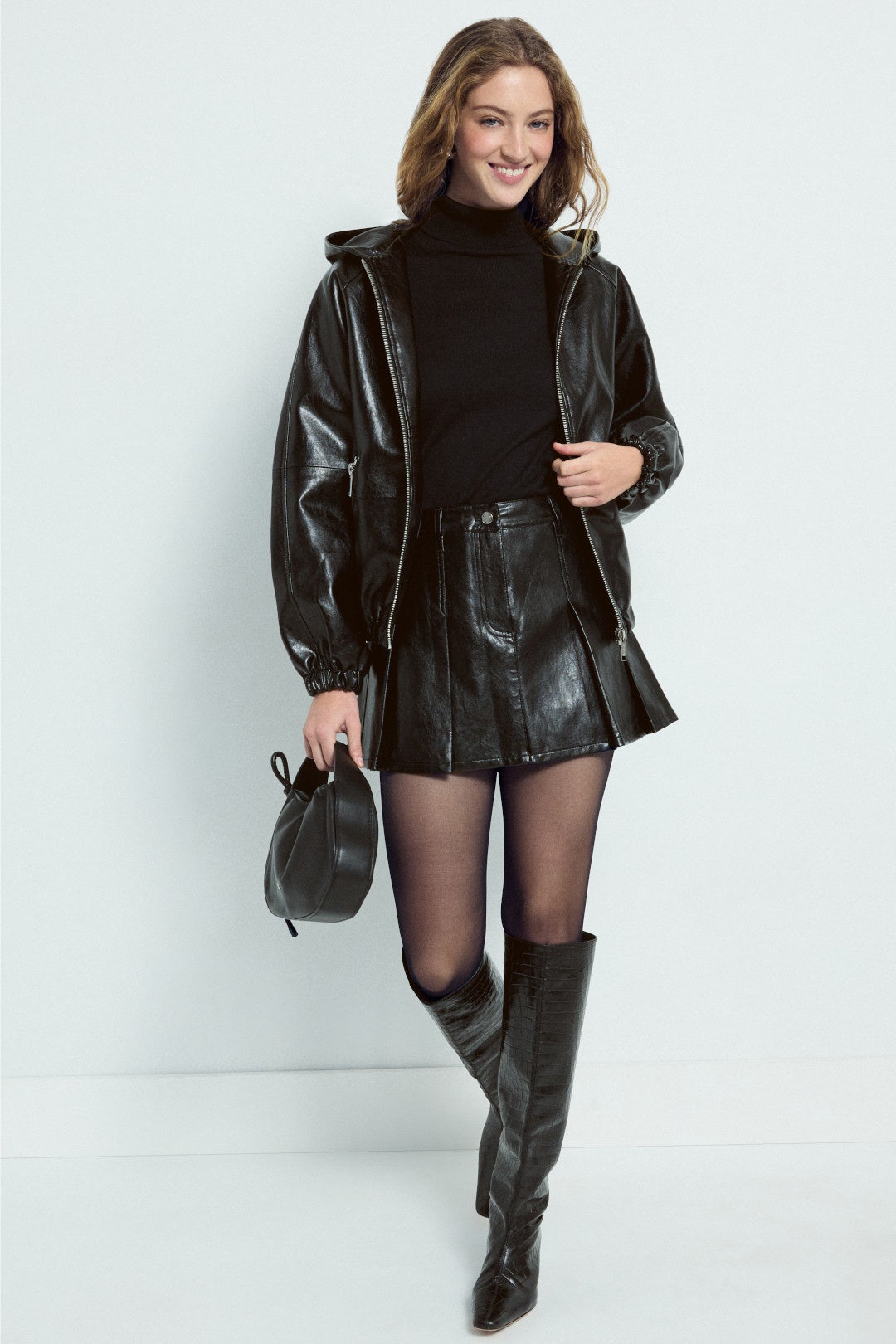 Faux Leather Pleated Mini Skirt by MICHAEL KORS 3