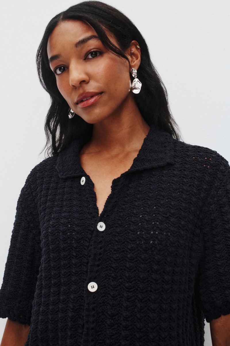 Crochet Collared Cardigan by DUNST - Photo 3