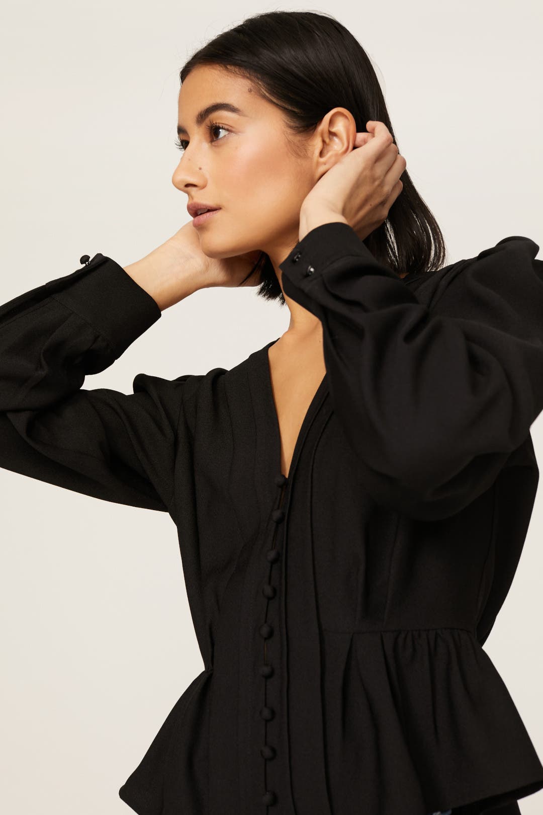 button front peplum top