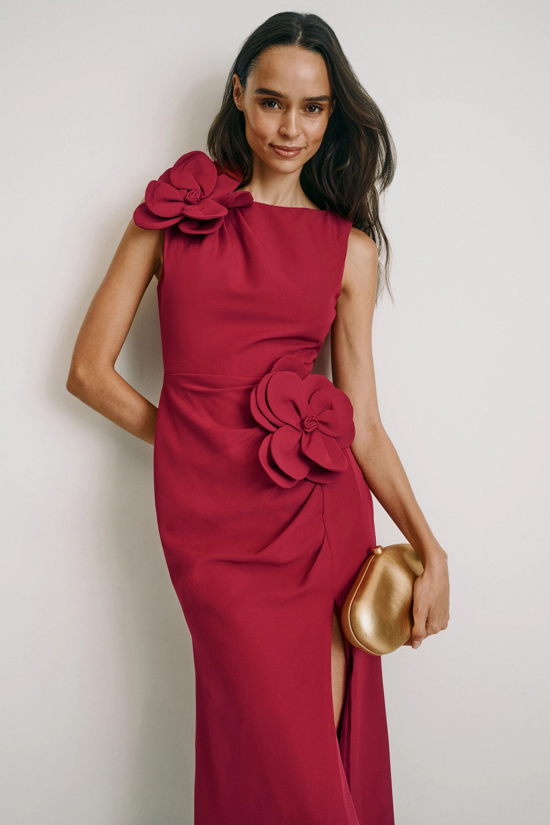 High Neck Crepe Column Dress by Ieena for Mac Duggal 3