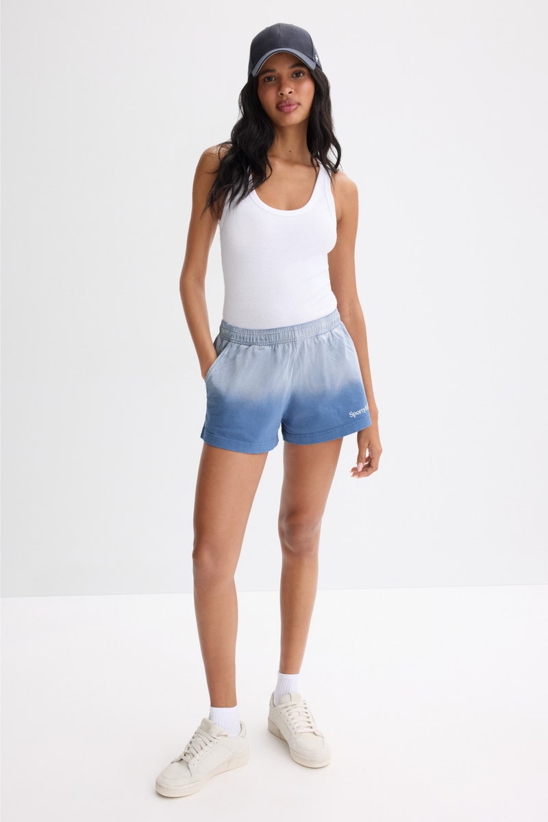 Serif Logo Embroidered Disco Shorts by Sporty & Rich - Photo 3