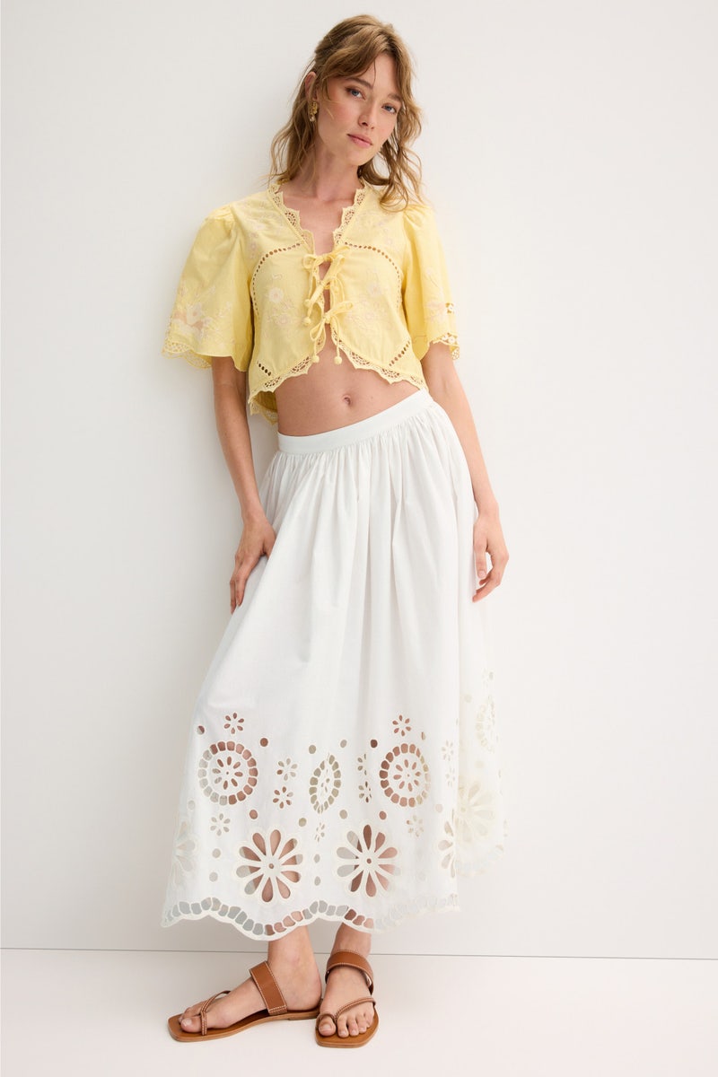 Super Bloom Eyelet Skirt by The Great. - Photo 3