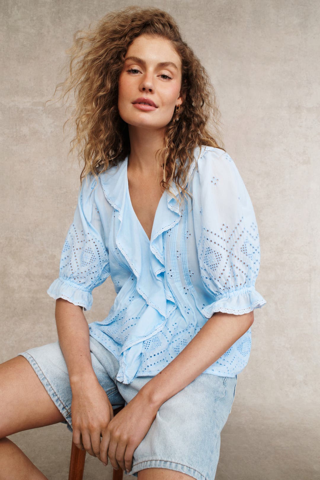 madewell memento ruffle sleeve top