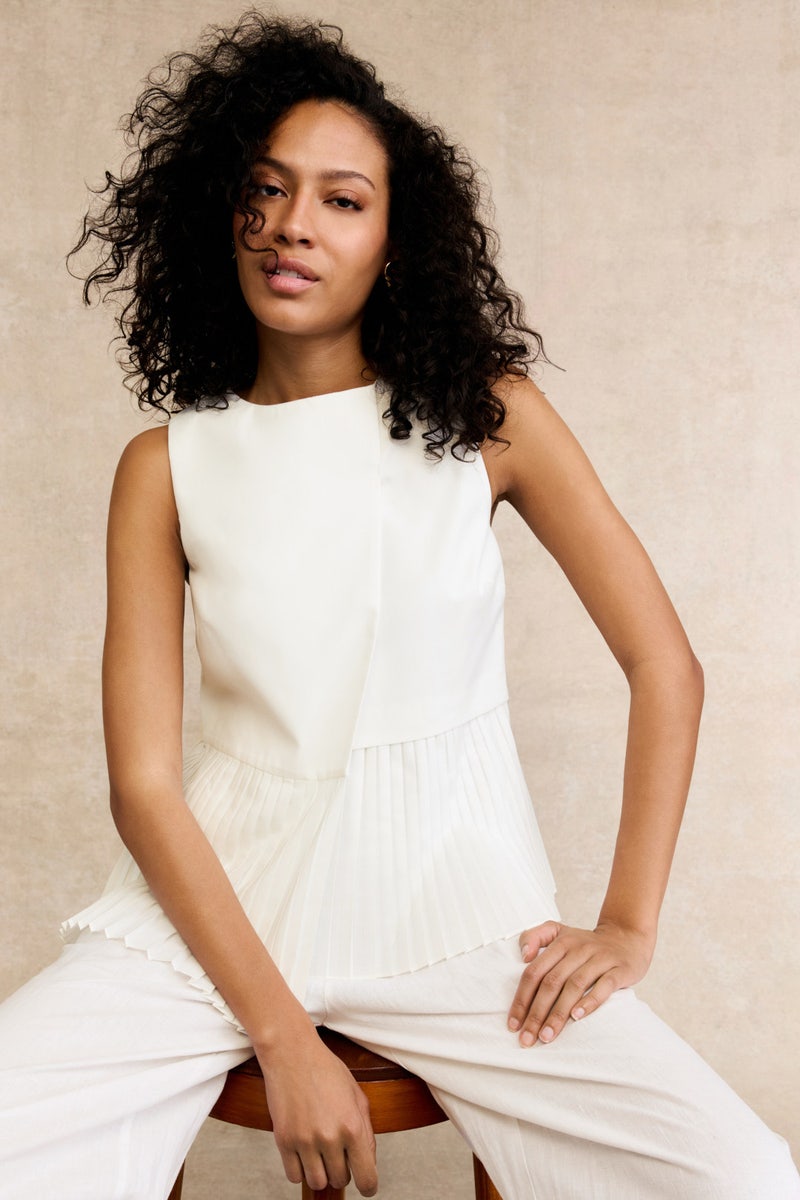 Nyla Asymmetrical Linen Top by Milly - Photo 3