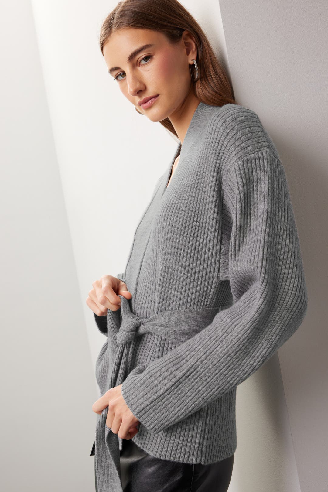 オーガンジープリーツ4wayニット　GRY グレー Gray Wrap Cardigan by Marissa Webb x RTR | Rent the Runway