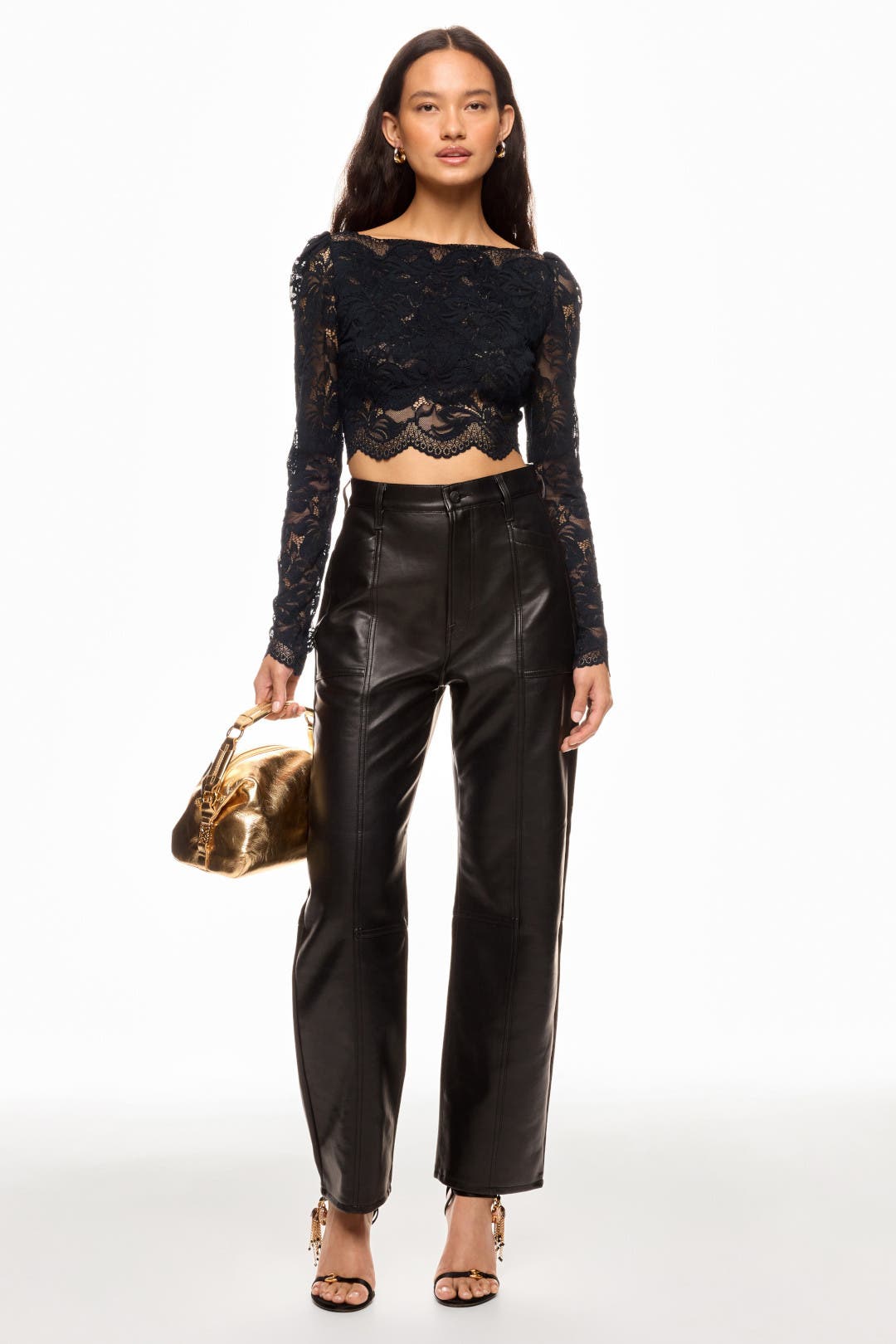 Black Long Sleeve Lace Top by Rabanne | Rent the Runway