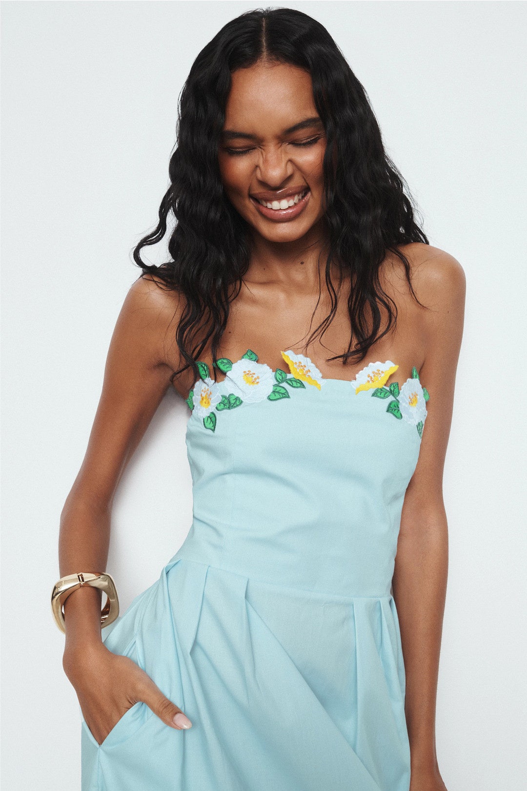 Lorr Strapless Embroidered Floral Dress by Fanm Mon 3