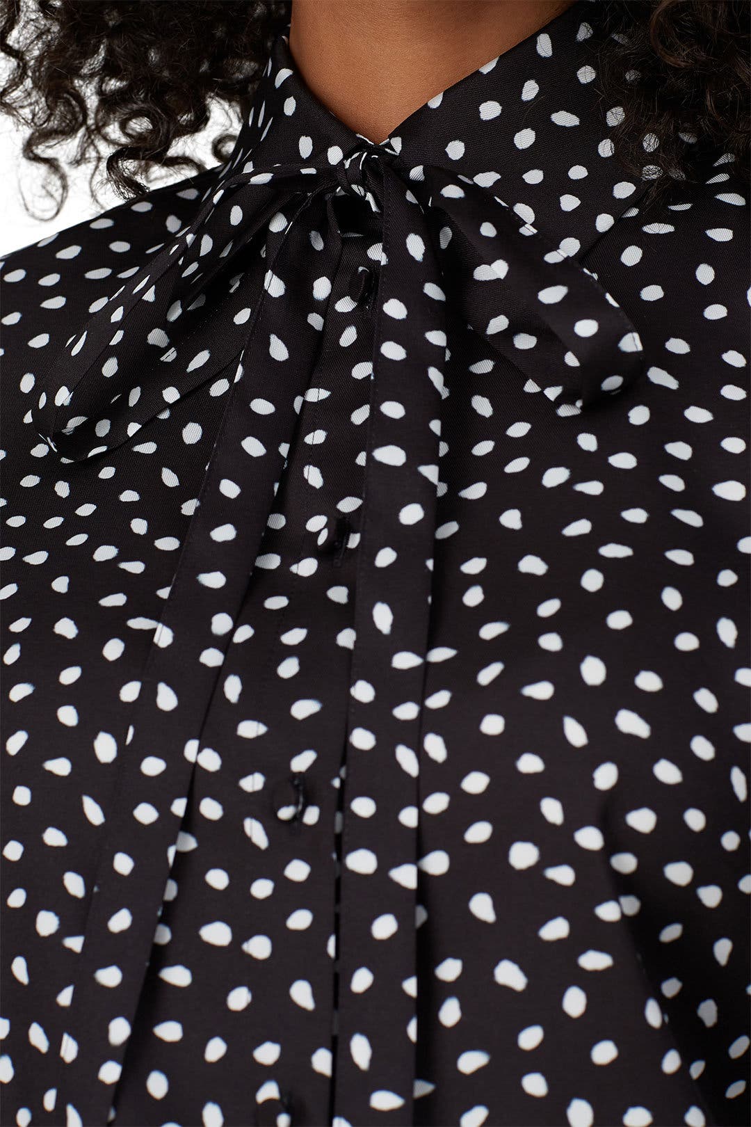 polka dot tie blouse