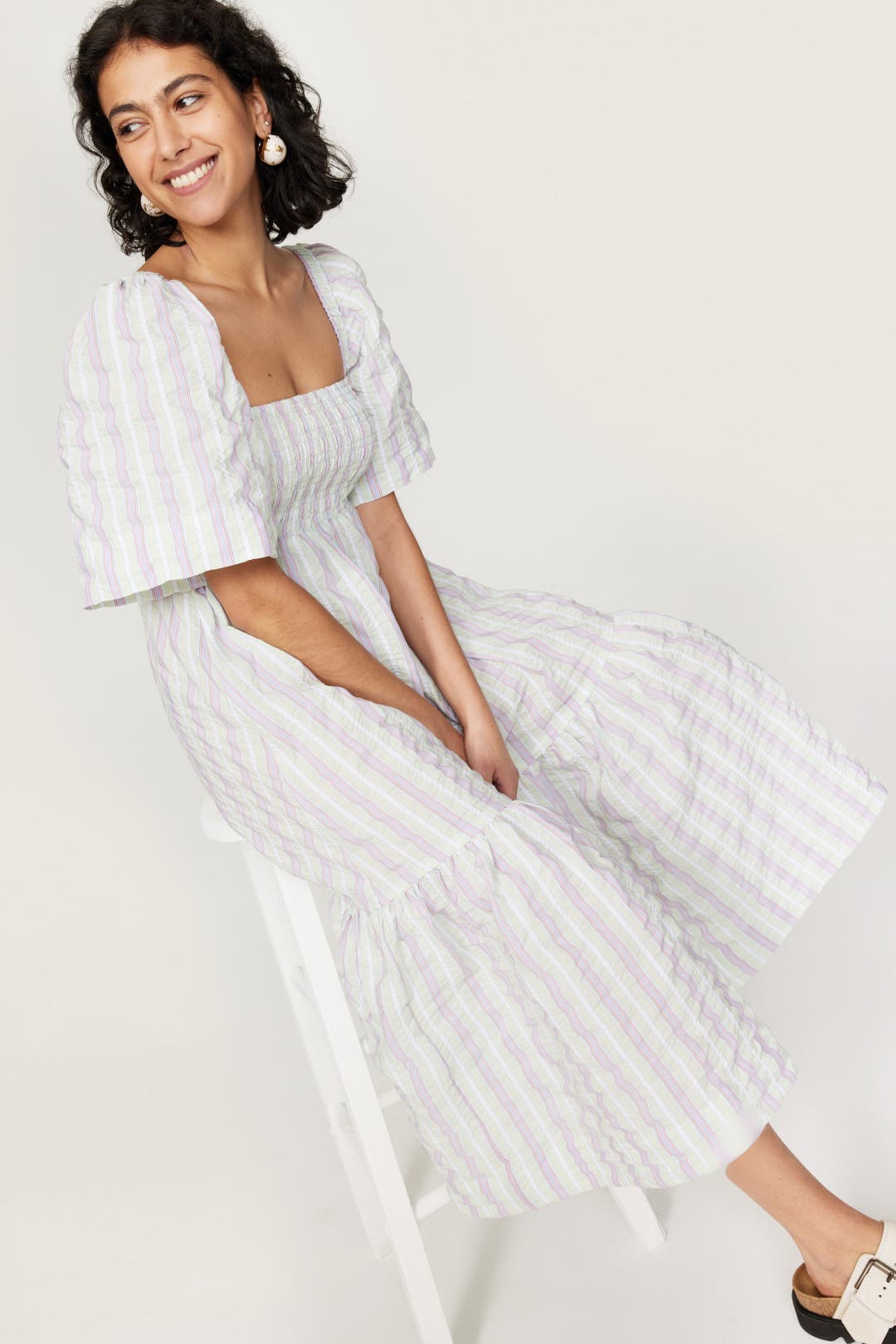 【GANNI】dress Ganni Fringed Organza Mini Shift Dress - Bergdorf Goodman