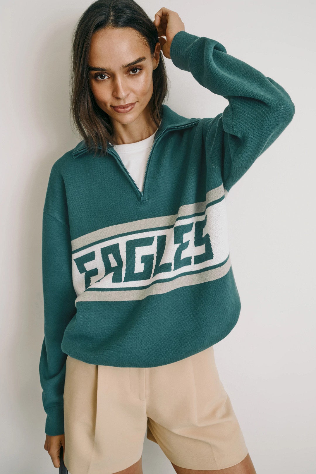 Eagles Quarter Zip Pull Over Sweater by Terez 3