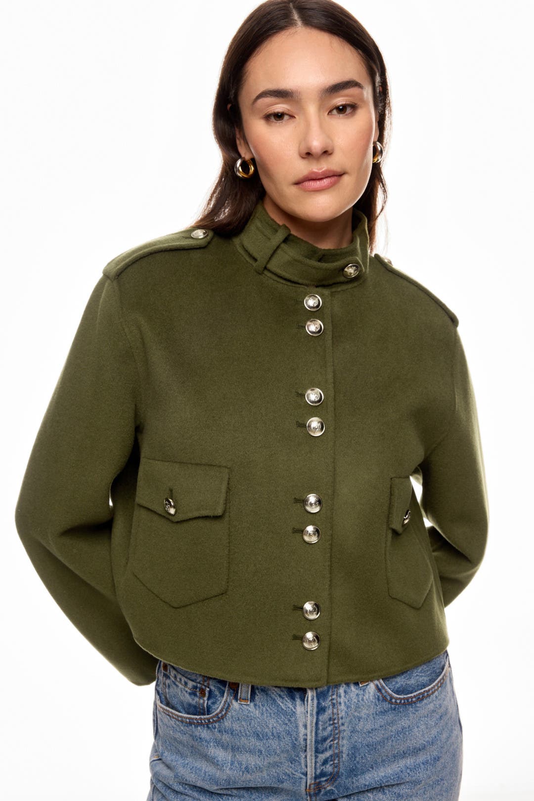 Olive Green Collared Jacket by Maje | Rent the Runway