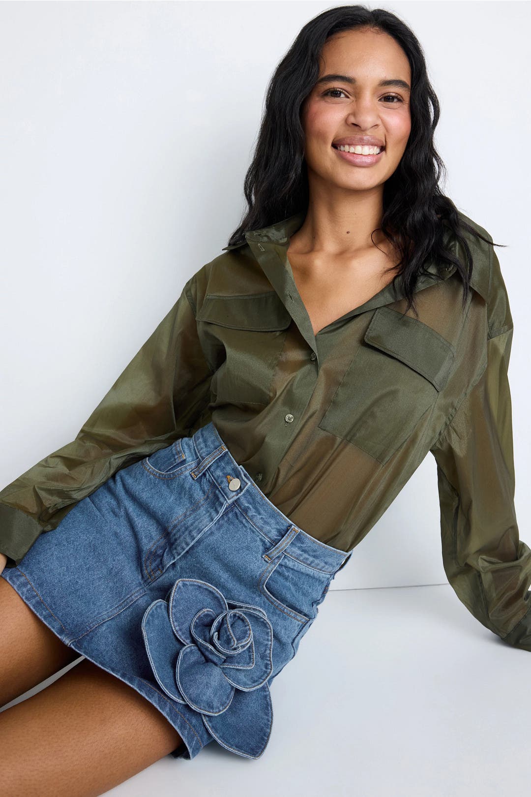 Lucia Denim Skirt by AKNVAS | Rent the Runway
