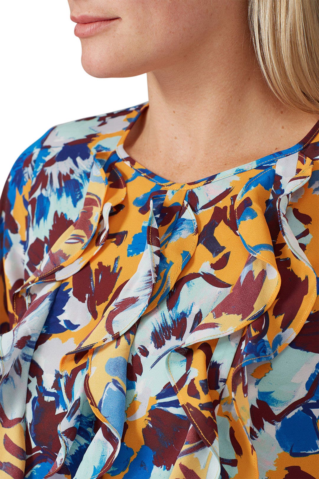 Ochre Floral Ruffle Front Blouse by Prabal Gurung x RTR 3