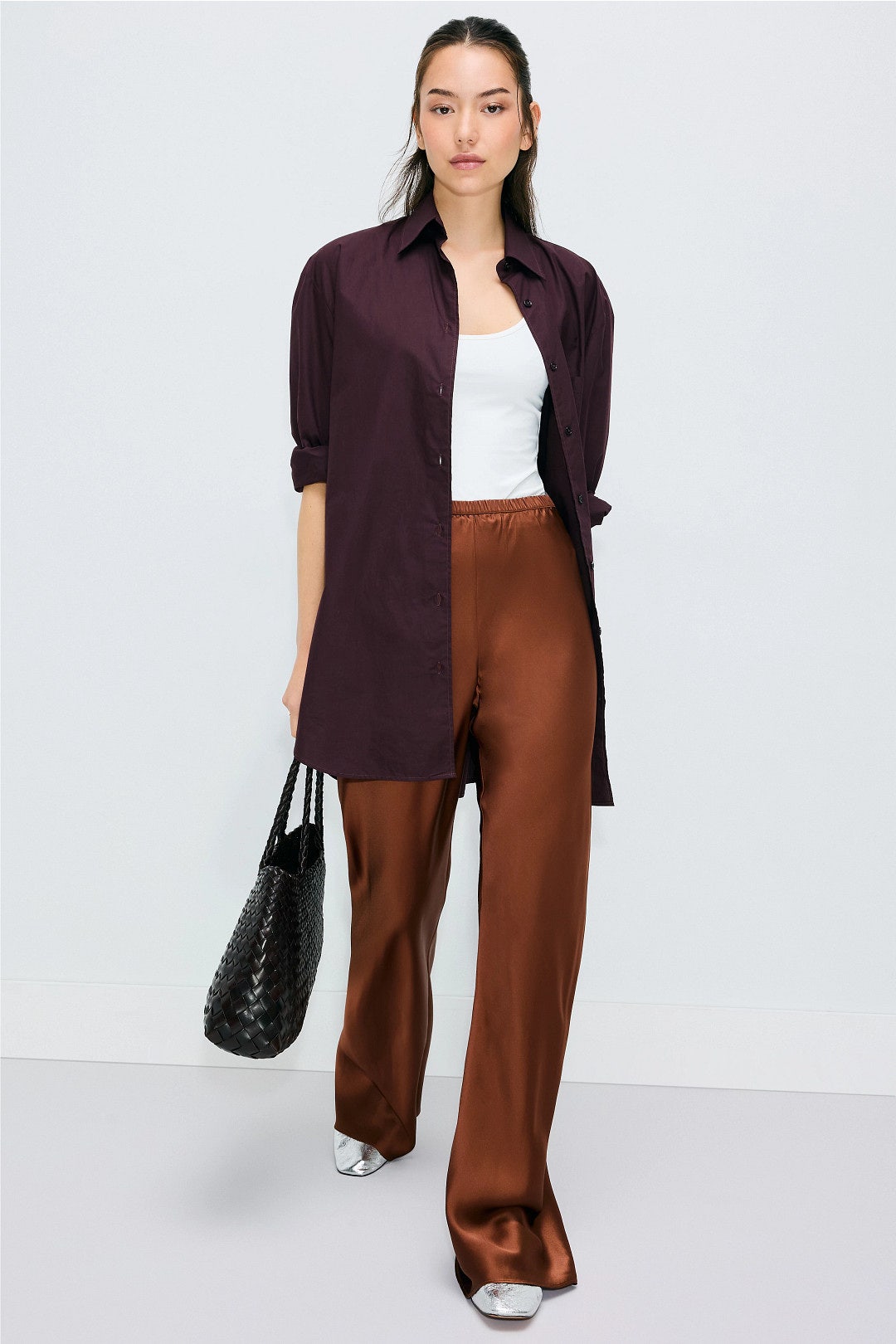 Brown Bias Cut Pants by Silk Laundry 3