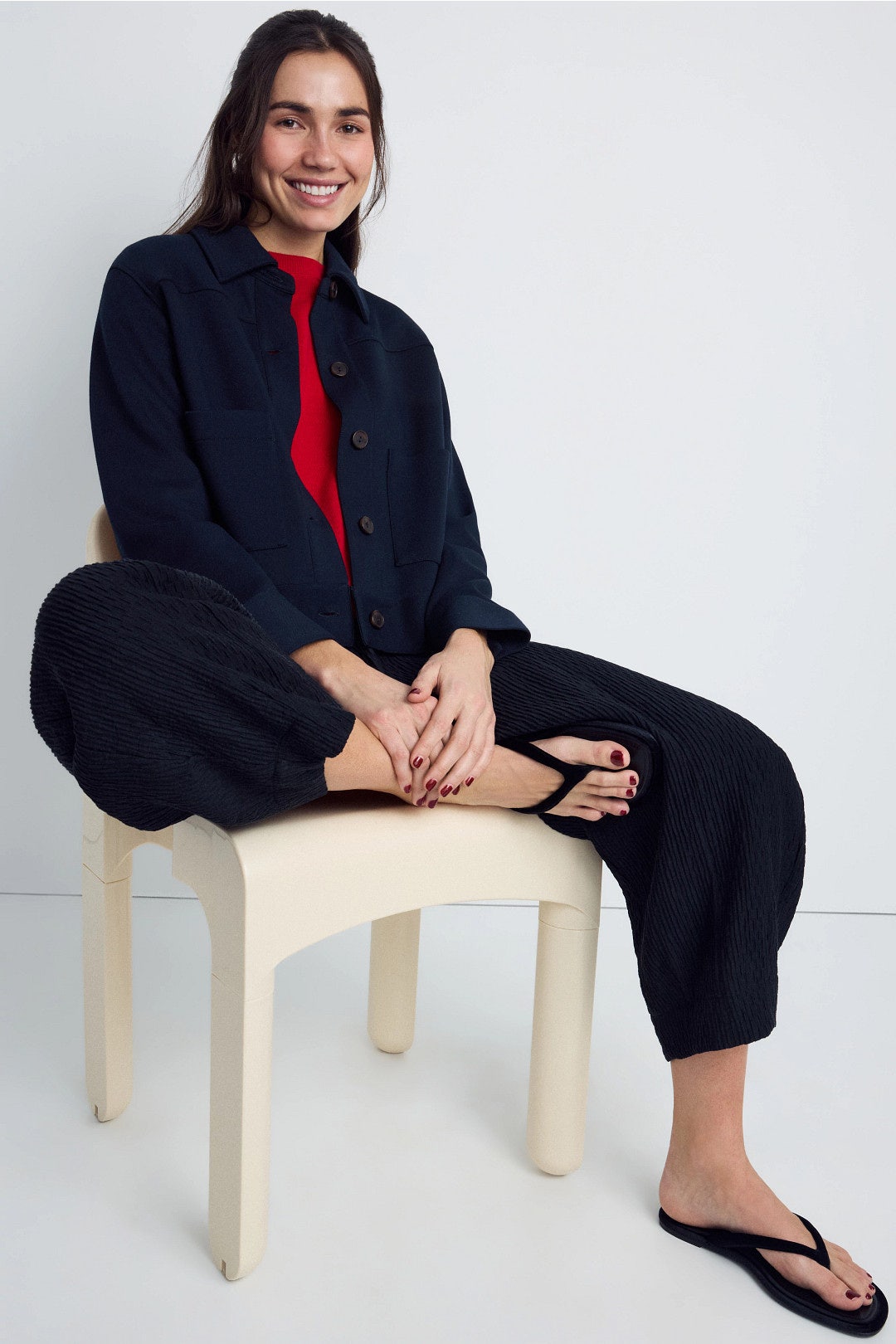 Lightweight Button Up Cropped Jacket by VINCE. 3