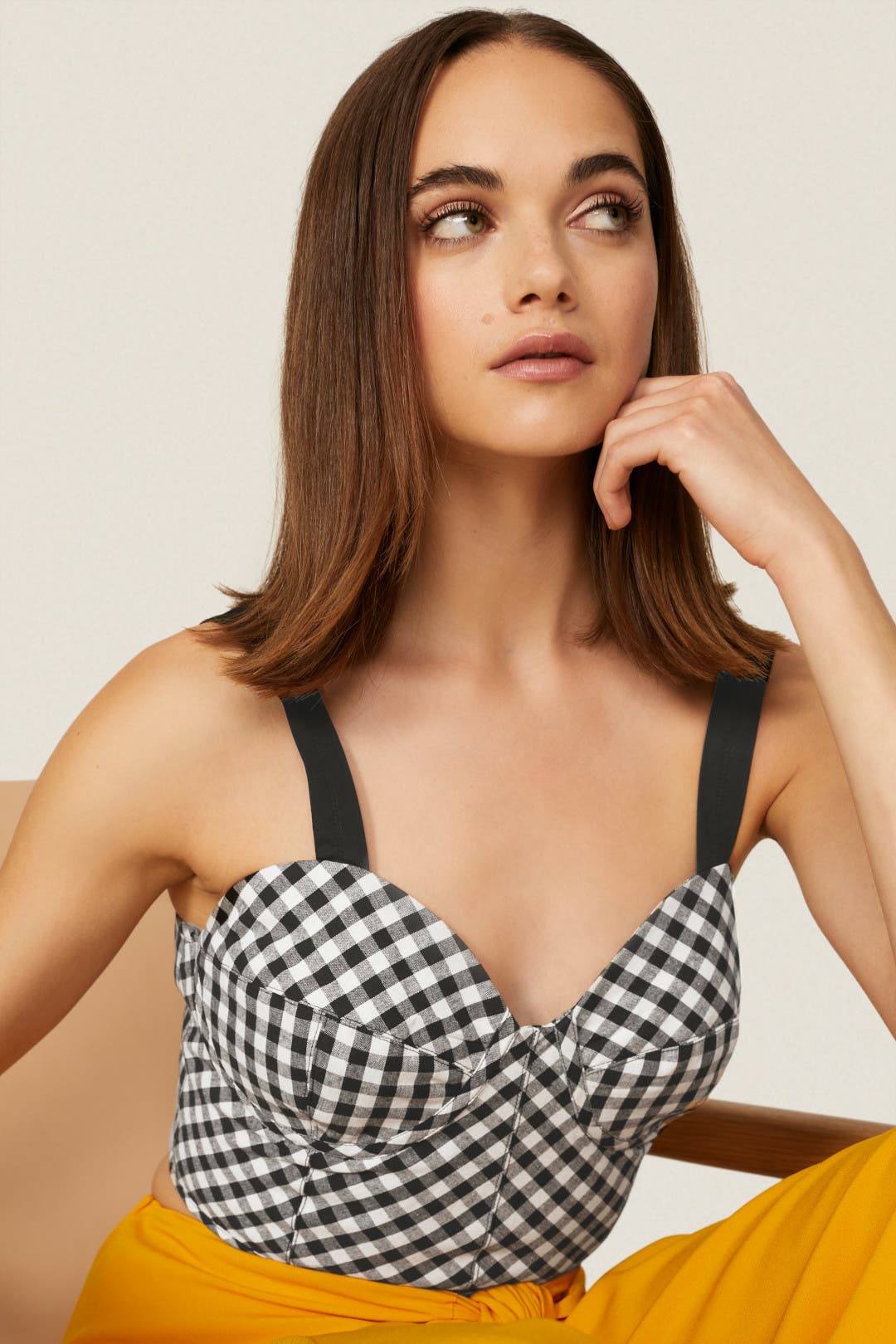Gingham Bustier Top by TOME x RTR | Rent the Runway