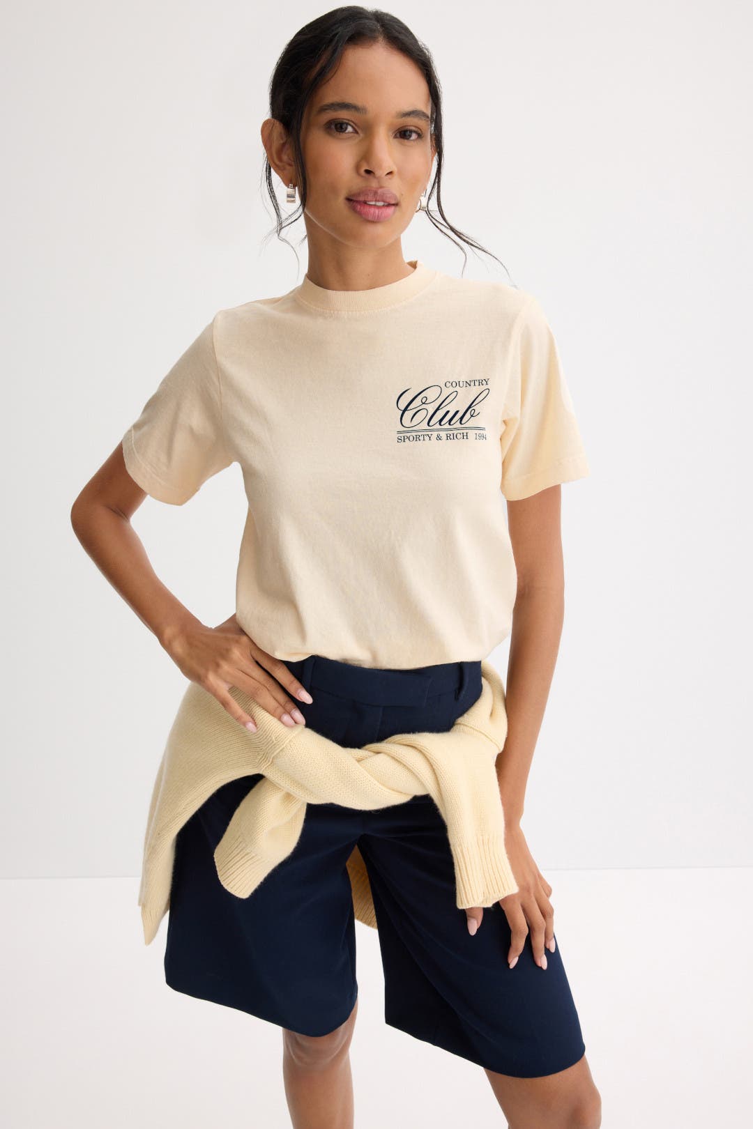 Tシャツ・カットソー Sporty & Rich Men's 94 Country Club Tee Ivory TS831CR 94 Country Club T-Shirt by Sporty & Rich | Rent the Runway