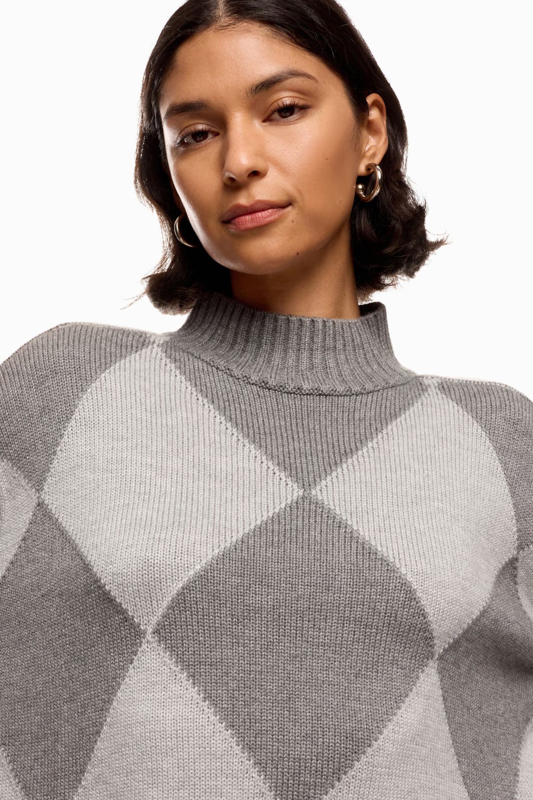 Tonal Grey Diamond Knit Sweater by Derek Lam 10 Crosby x RTR Tonal Grey Diamond Knit Sweater by Derek Lam 10 Crosby x RTR