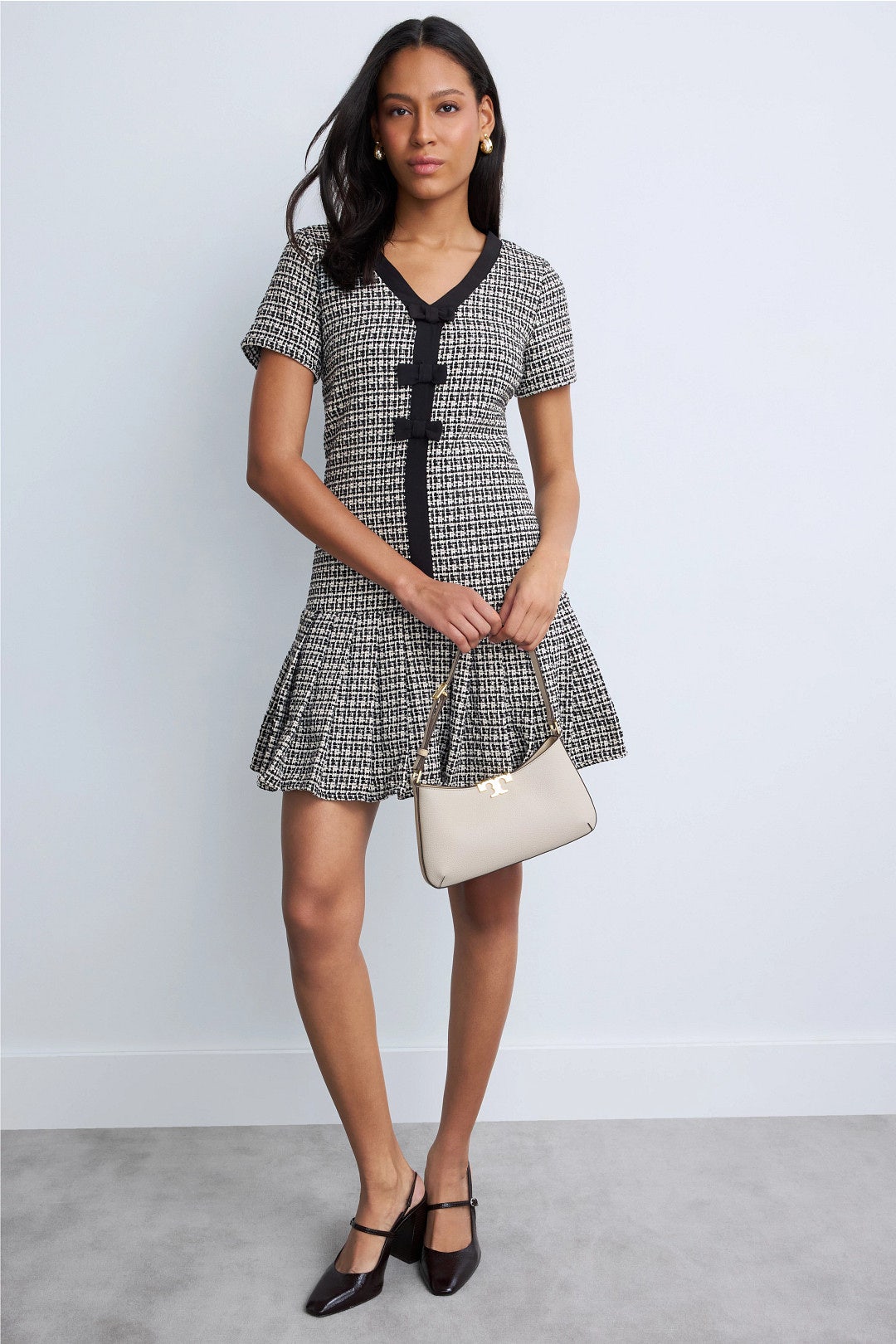 Box Pleated Combo Bow Dress by CeCe 3