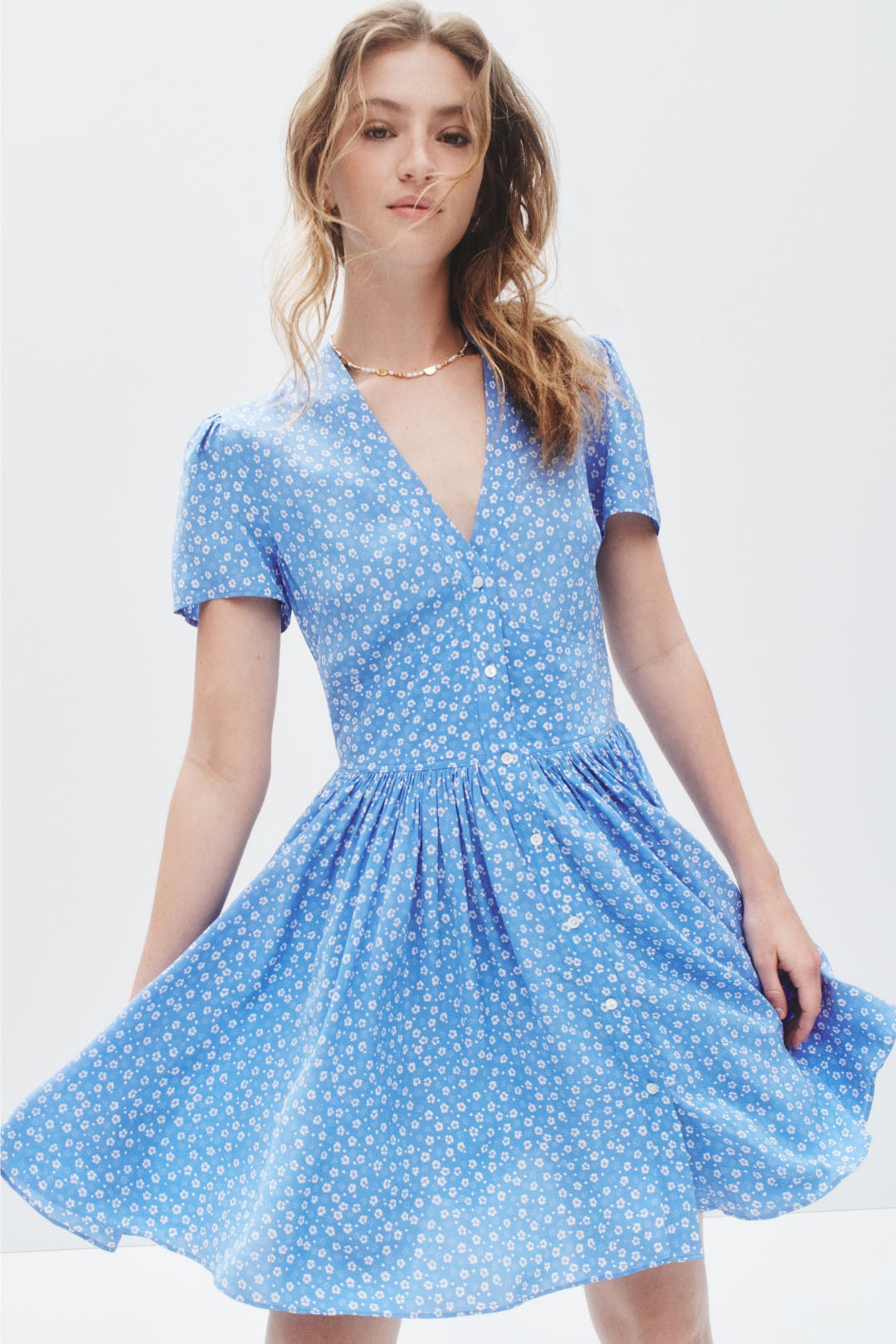 Blue Floral Short Sleeve Day Dress by Polo Ralph Lauren | Rent the