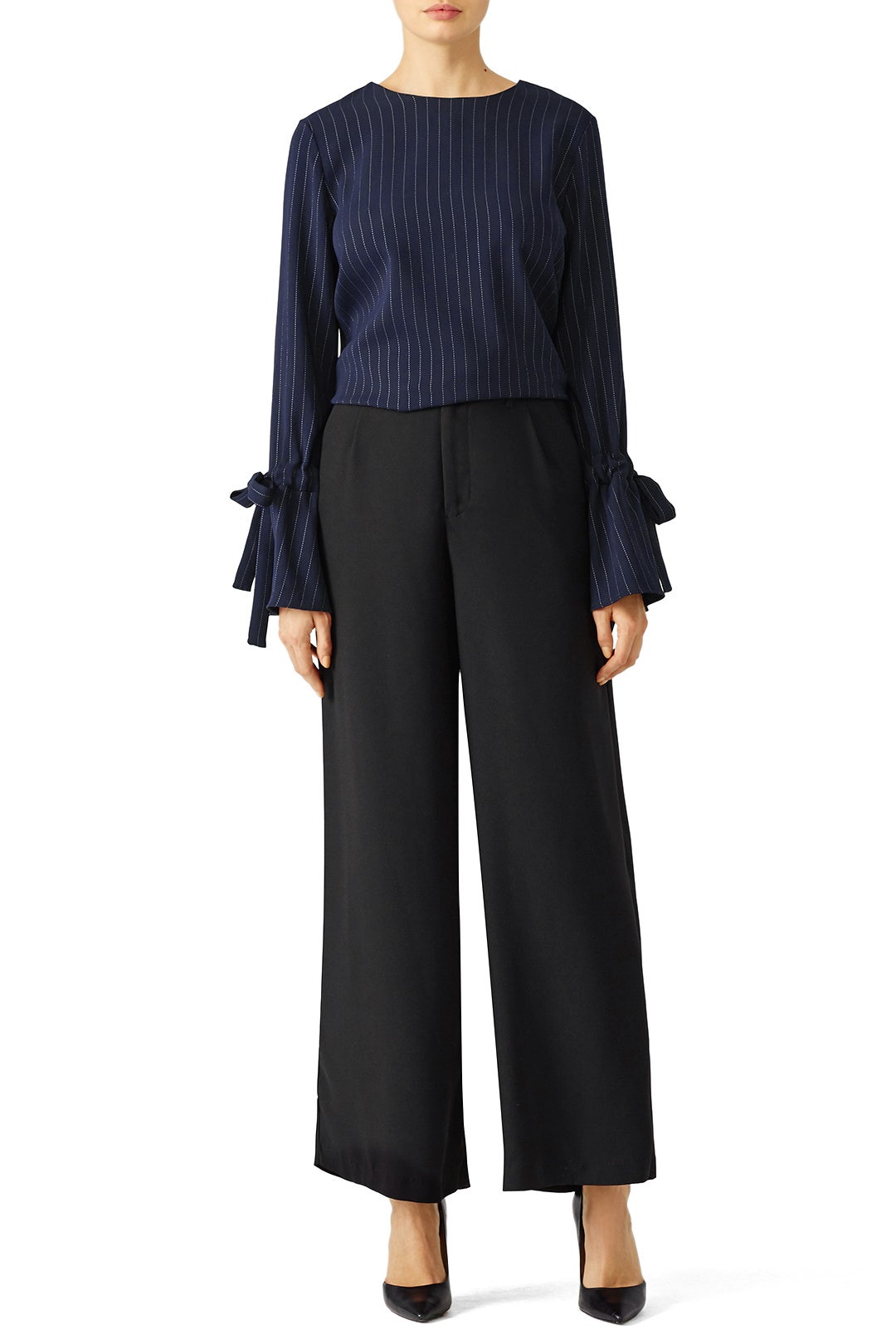 Navy Pinstripe Tie Top by J.O.A. 3