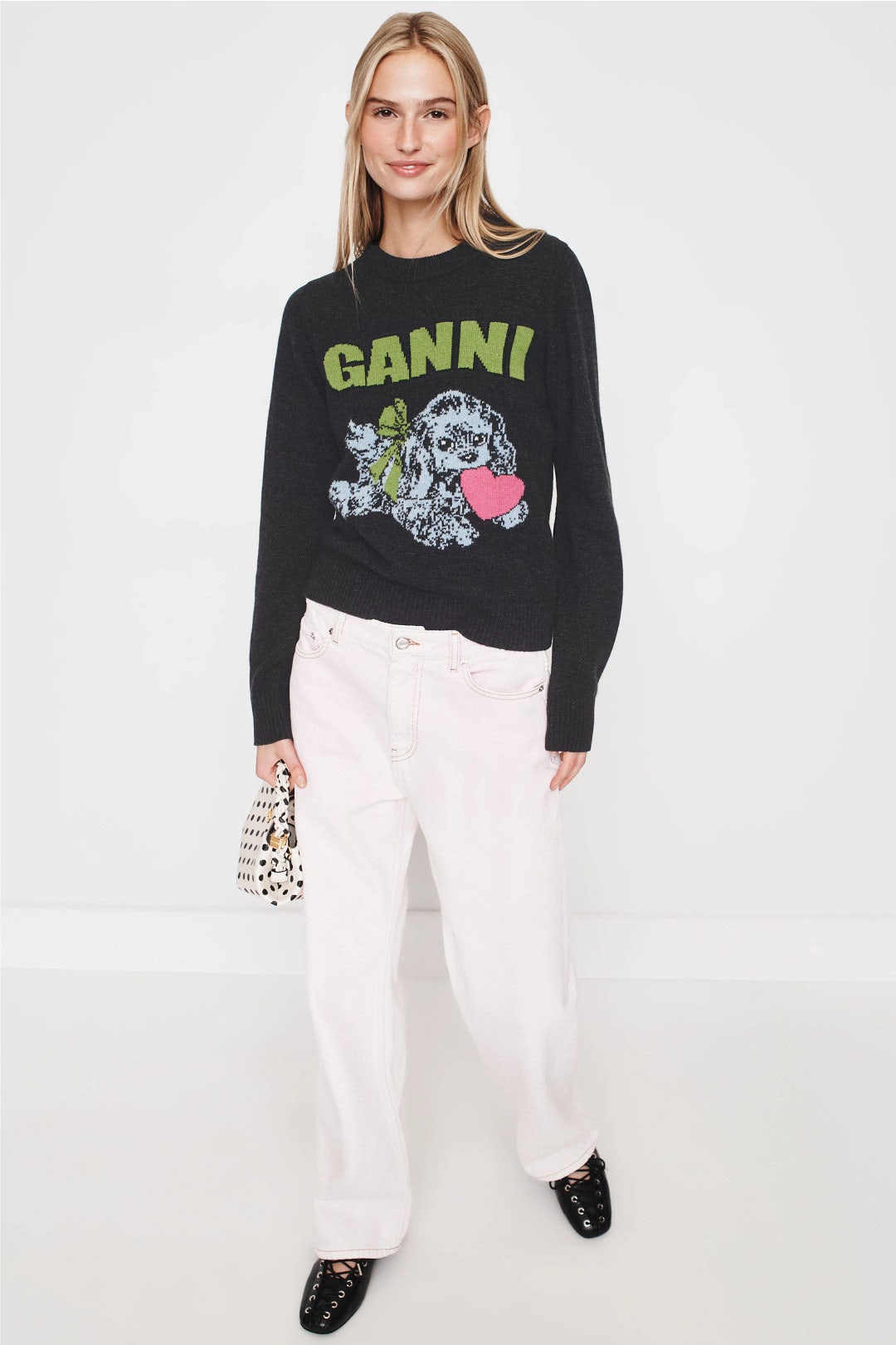 Graphic Wool Mix Puppy Love Crewneck by GANNI 3