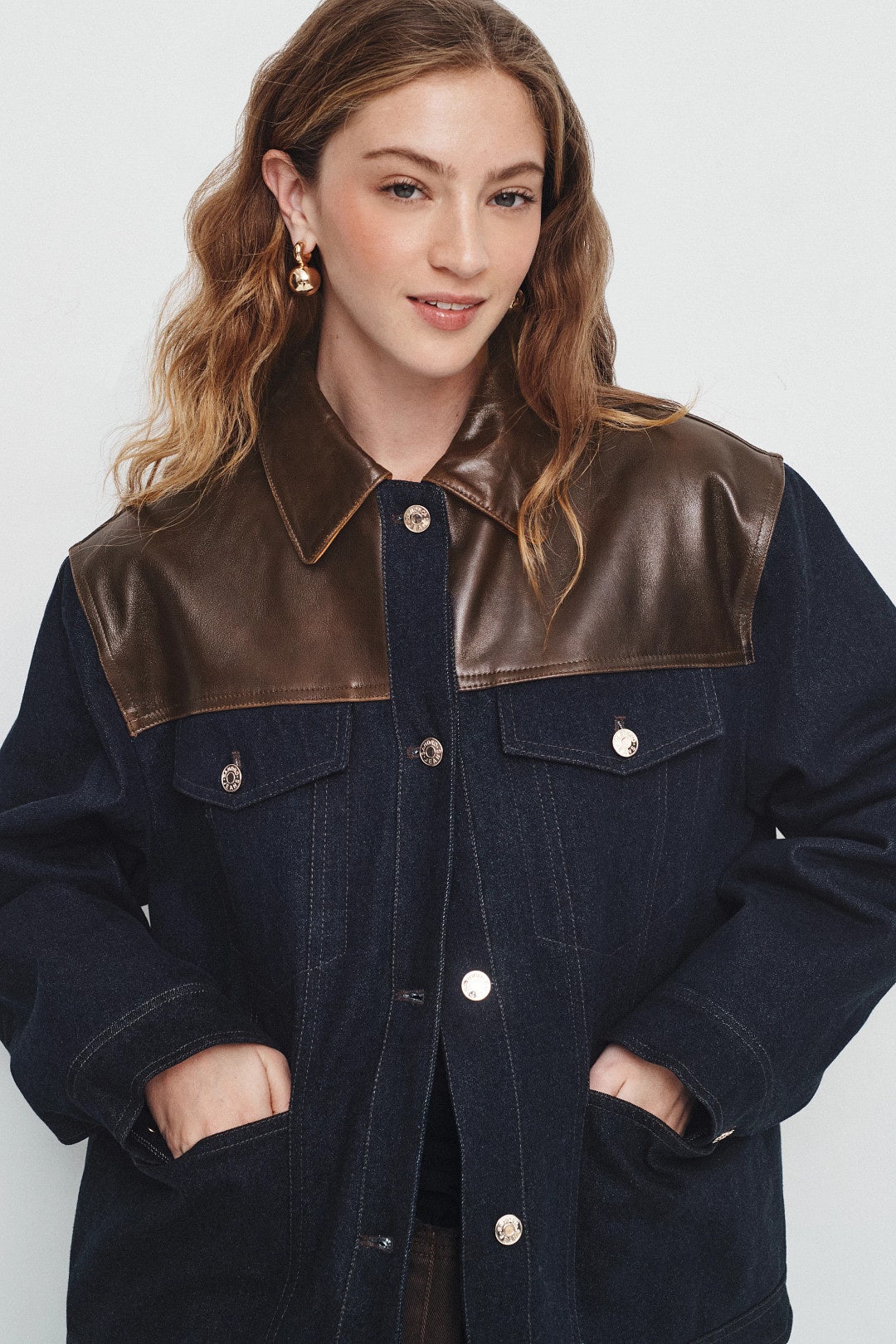 Raphael Denim Jacket With Leather Detail by Sandro 3