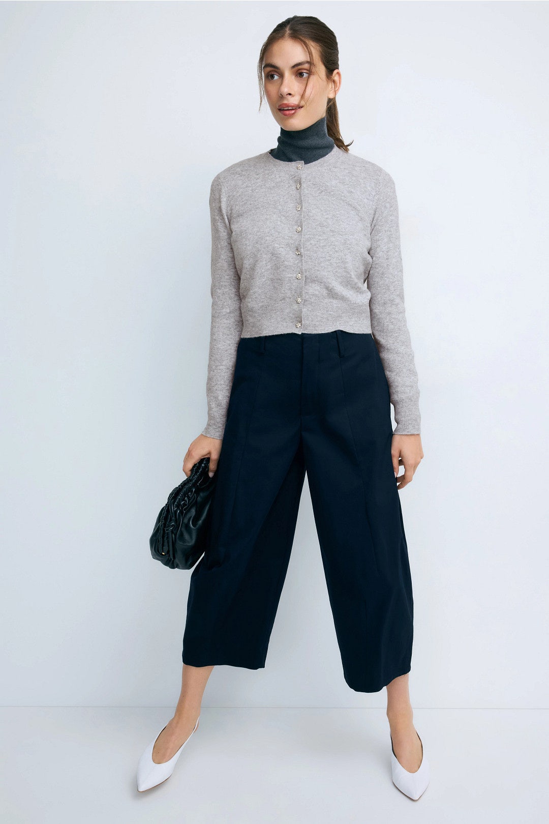 Brushed Knit Cardigan With Sparkle Buttons