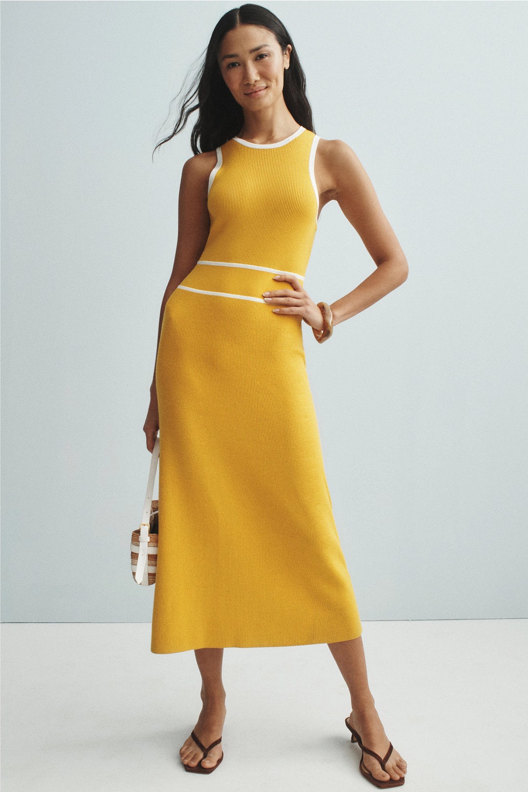 Yellow Knit Midi Dress by Toccin 3