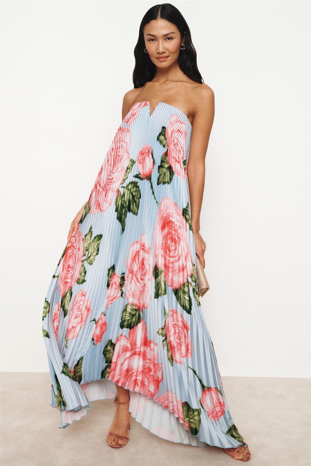 Floral Strapless Pleated Gown by L'IDÉE 3