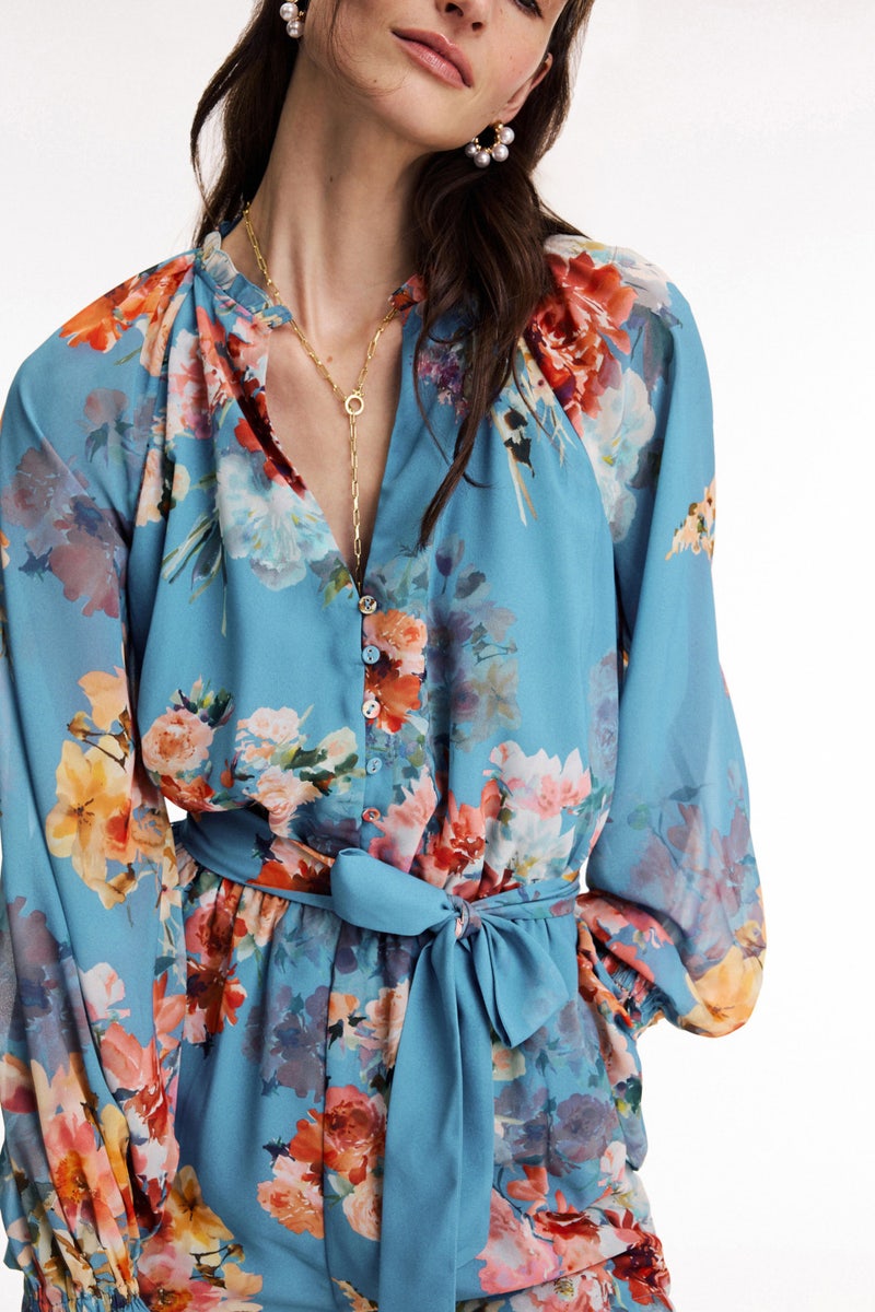 Blue Floral Romper by Hemant & Nandita - Photo 3