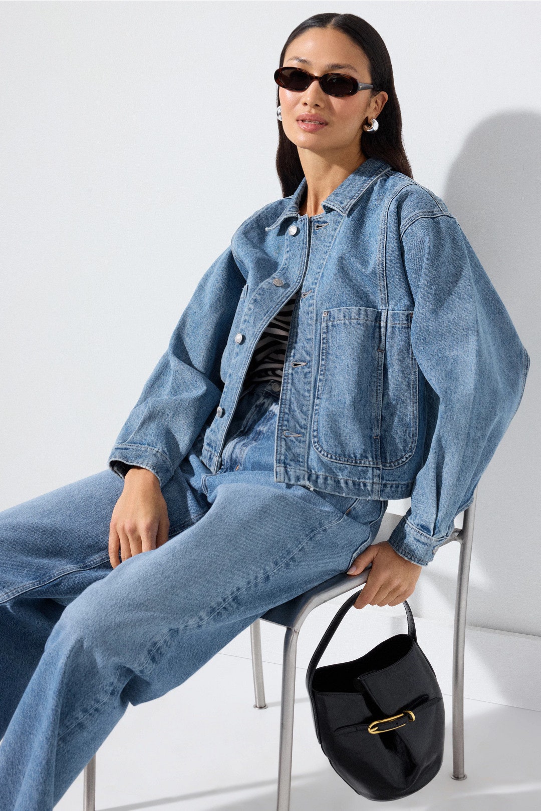 Denim Jacket With Utility Pockets by WARP + WEFT 3