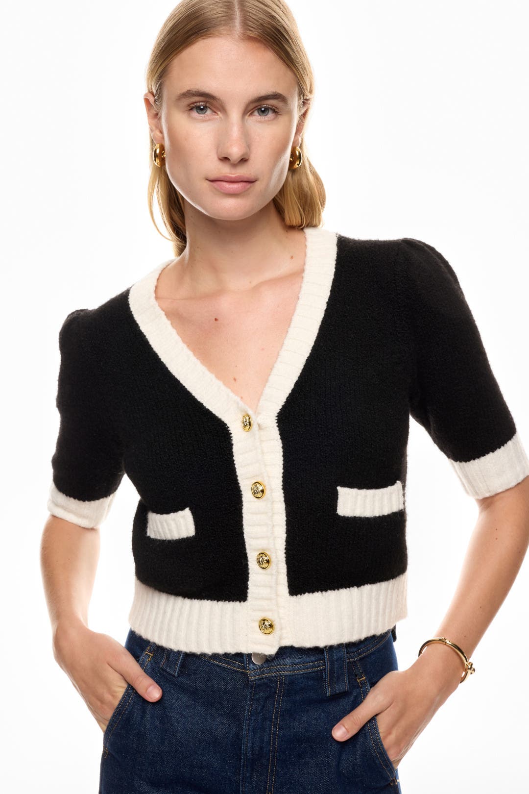 Contrast Trim Cardigan by CeCe | Rent the Runway